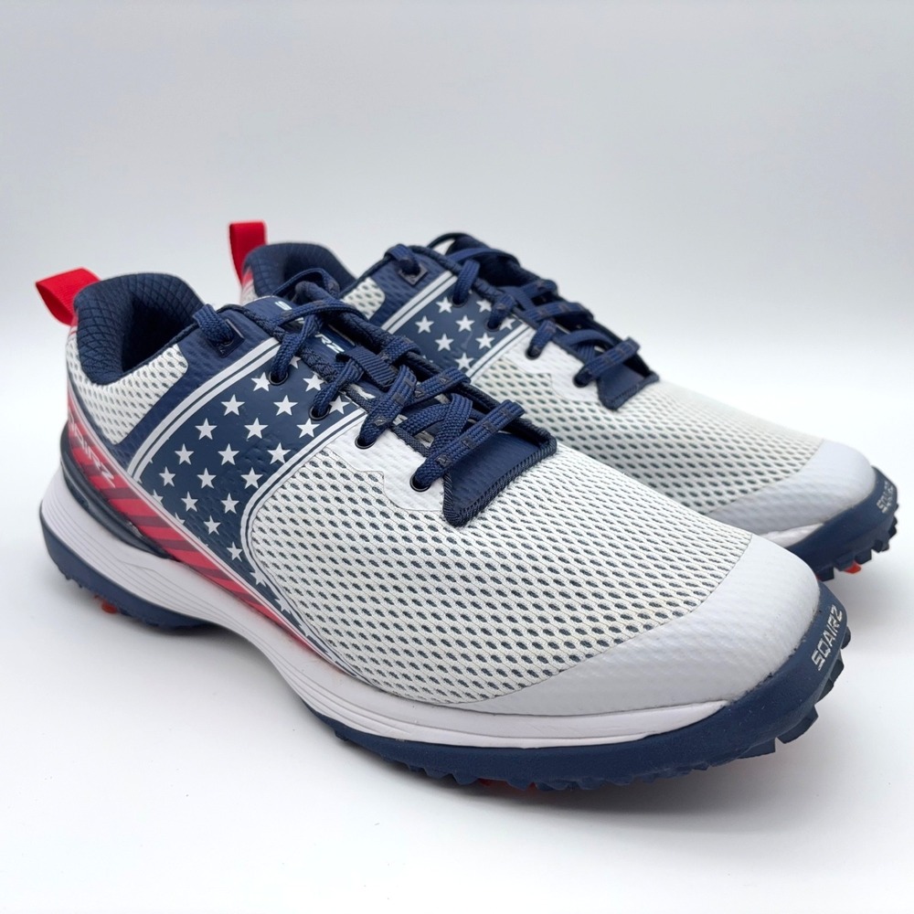 Sqairz The Patriot Golf Shoes Mens Size 8.5 Red White Blue Lace Up